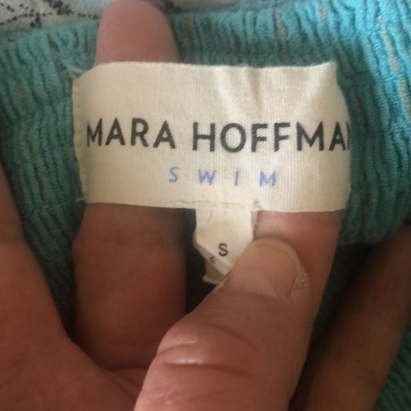 Mara Hoffman Swim Annika Searsucker Halter Tie Cutout Blue Smocked S Dress - Picture 15 of 16